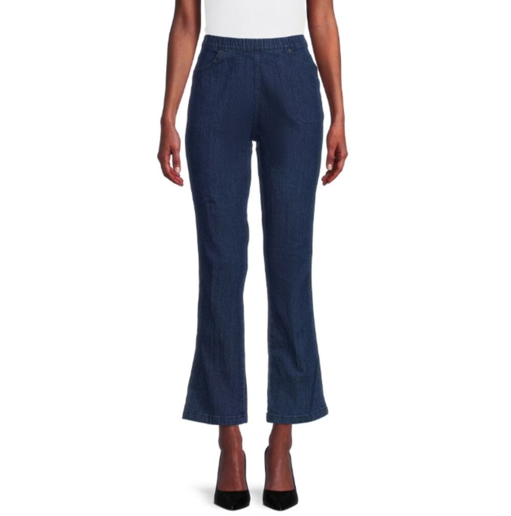 New REAL SIZE Women's Blue 4 Pockets Stretch Pull On Bootcut Jeans Size 4/6
